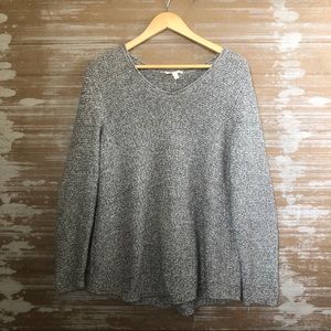 Eileen Fisher 100% Cotton V Neck Marled Sweater